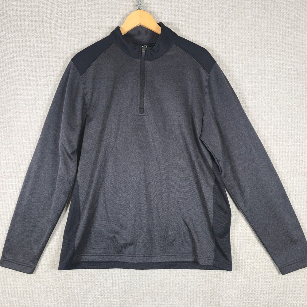 Oakley Mens Quarter Zip Pullover Gray Black Activewear Fleece Shirt 461408 Sz L